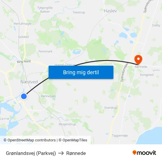 Grønlandsvej (Parkvej) to Rønnede map