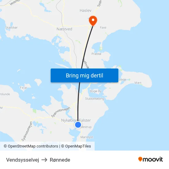 Vendsysselvej to Rønnede map