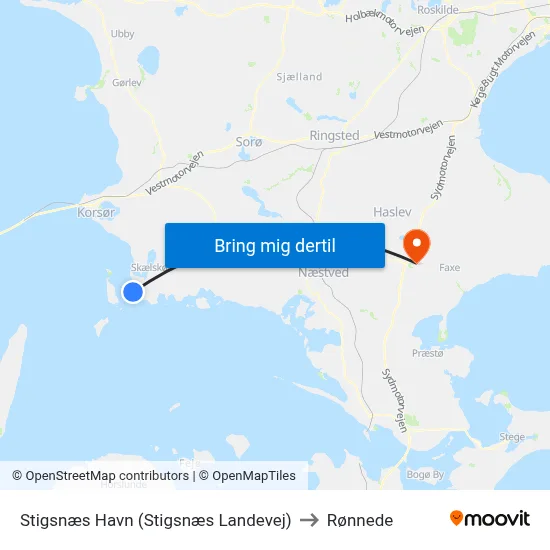 Stigsnæs Havn (Stigsnæs Landevej) to Rønnede map