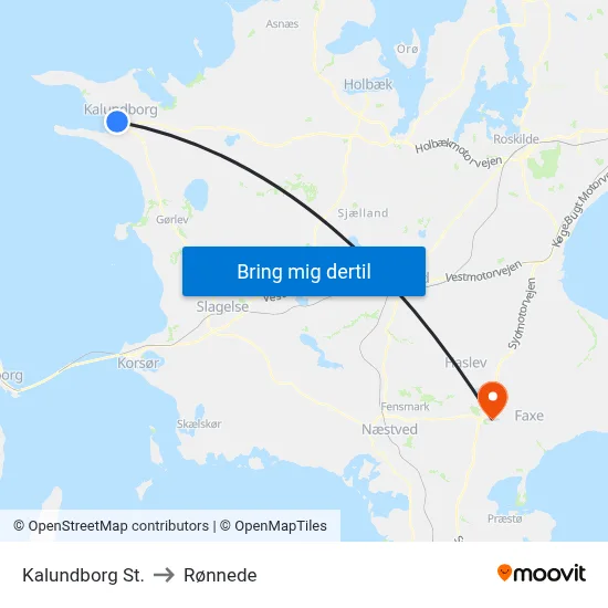 Kalundborg St. to Rønnede map