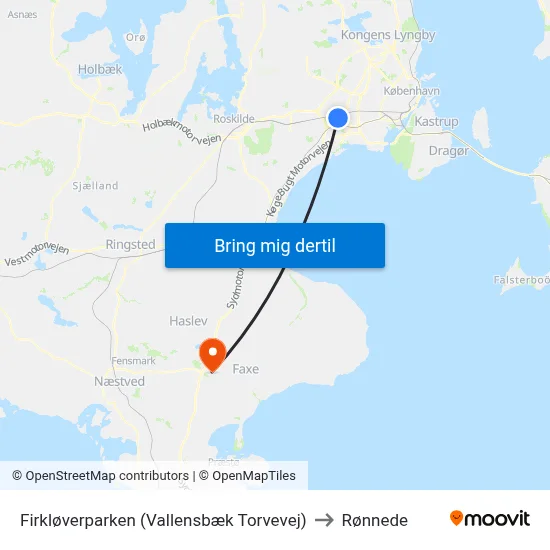 Firkløverparken (Vallensbæk Torvevej) to Rønnede map