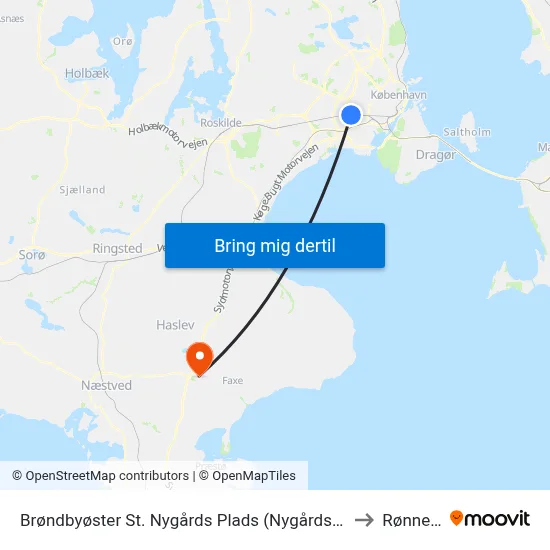 Brøndbyøster St. Nygårds Plads (Nygårds Plads) to Rønnede map