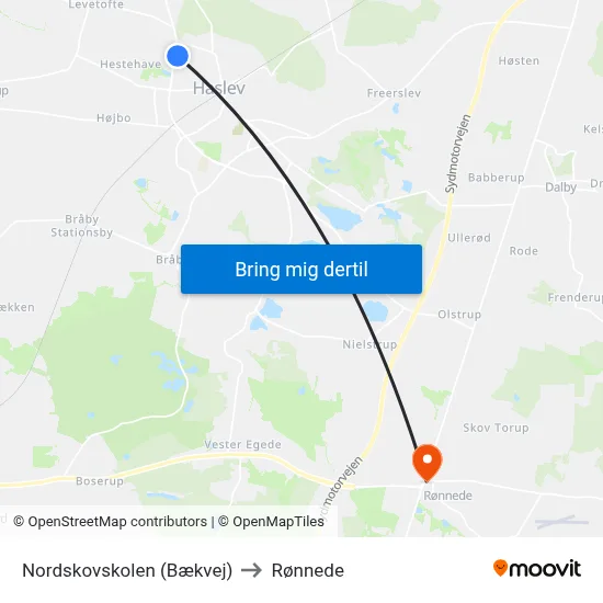 Nordskovskolen (Bækvej) to Rønnede map