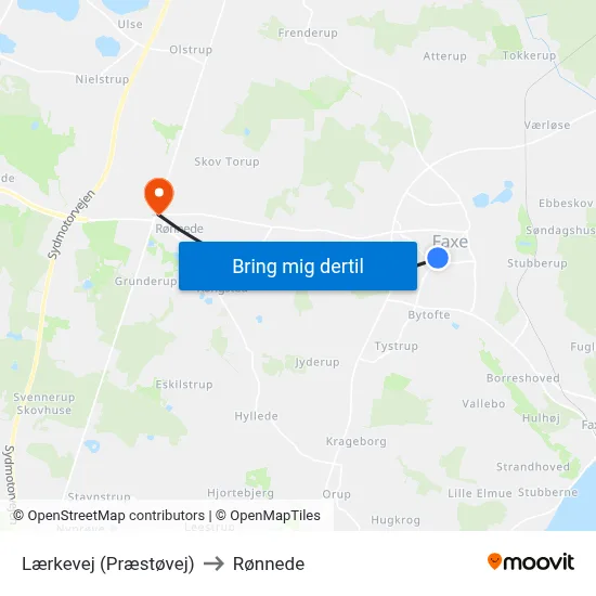 Lærkevej (Præstøvej) to Rønnede map