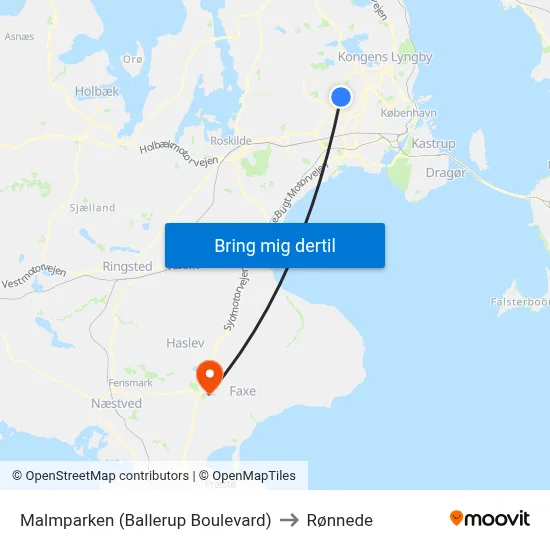 Malmparken (Ballerup Boulevard) to Rønnede map