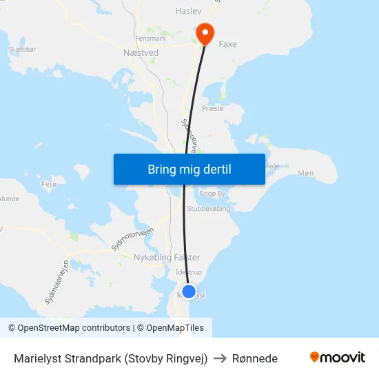 Marielyst Strandpark (Stovby Ringvej) to Rønnede map