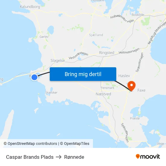 Caspar Brands Plads to Rønnede map