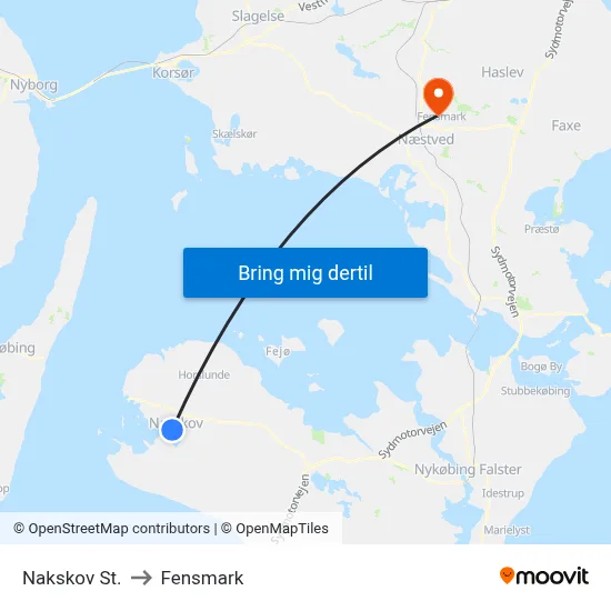Nakskov St. to Fensmark map