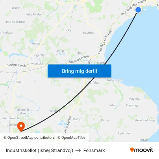 Industriskellet (Ishøj Strandvej) to Fensmark map