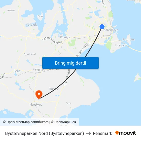 Bystævneparken Nord (Bystævneparken) to Fensmark map