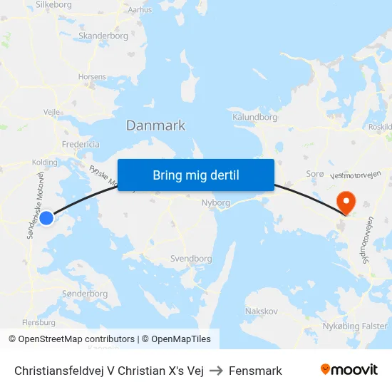 Christiansfeldvej V Christian X's Vej to Fensmark map