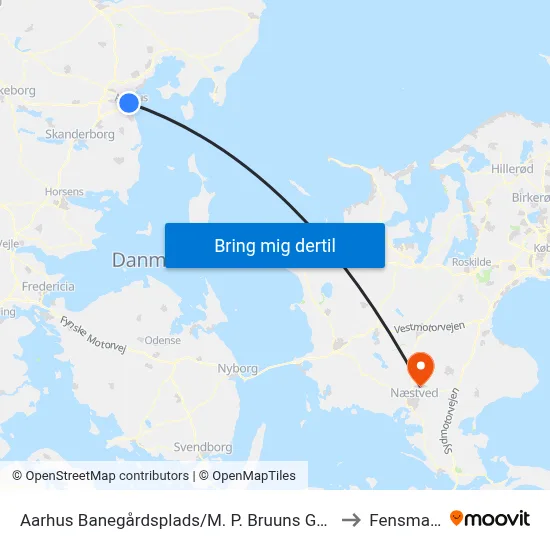 Aarhus Banegårdsplads/M. P. Bruuns Gade to Fensmark map