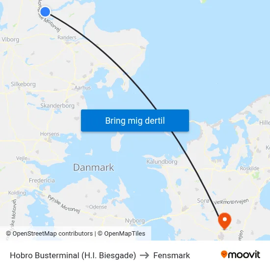 Hobro Busterminal (H.I. Biesgade) to Fensmark map