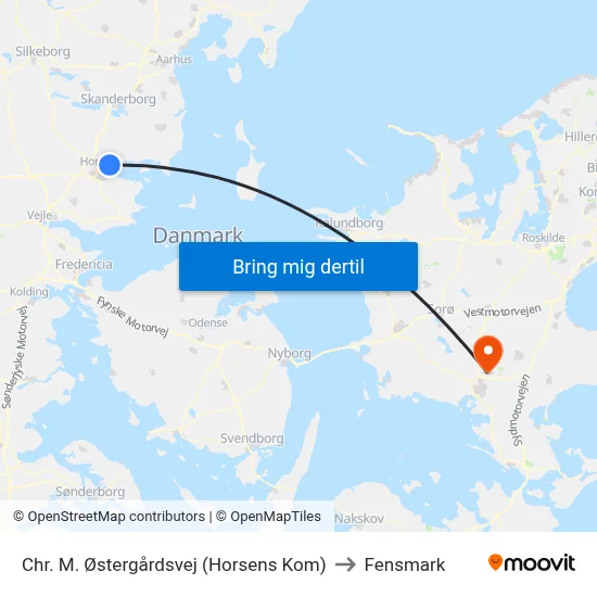 Chr. M. Østergårdsvej (Horsens Kom) to Fensmark map