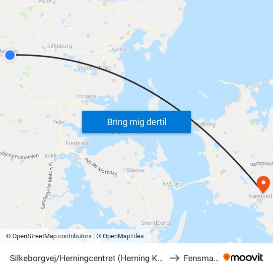 Silkeborgvej/Herningcentret (Herning Kom) to Fensmark map