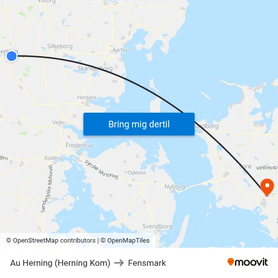 Au Herning (Herning Kom) to Fensmark map