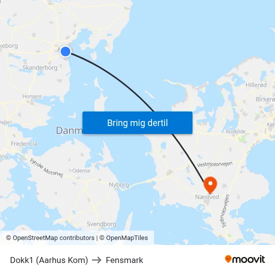 Dokk1 (Aarhus Kom) to Fensmark map