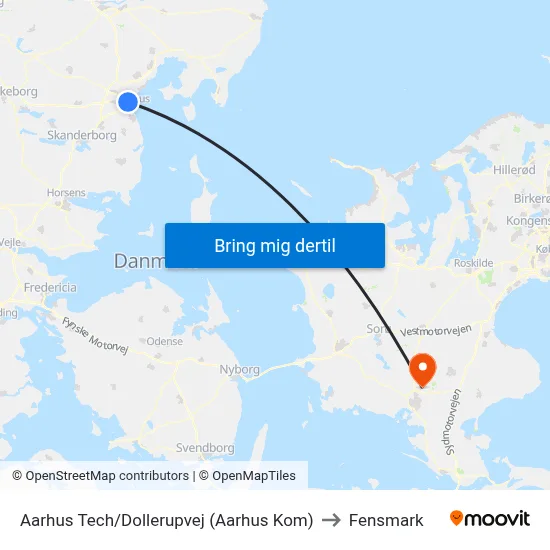 Aarhus Tech/Dollerupvej (Aarhus Kom) to Fensmark map
