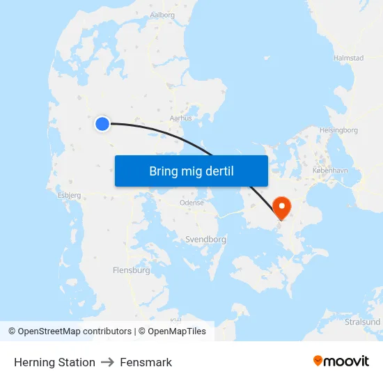 Herning Station to Fensmark map