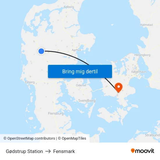 Gødstrup Station to Fensmark map