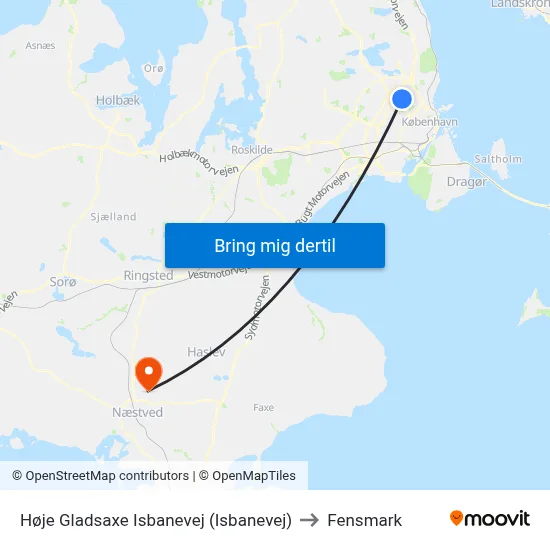 Høje Gladsaxe Isbanevej (Isbanevej) to Fensmark map