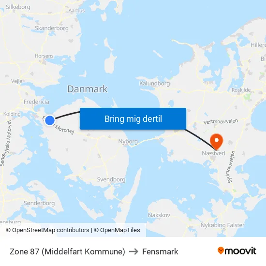 Zone 87 (Middelfart Kommune) to Fensmark map