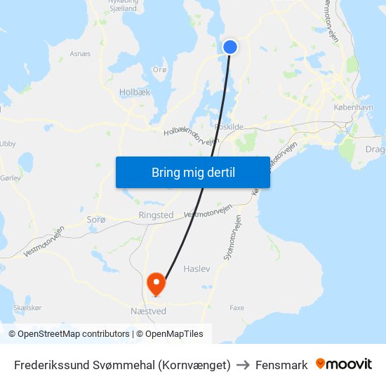 Frederikssund Svømmehal (Kornvænget) to Fensmark map