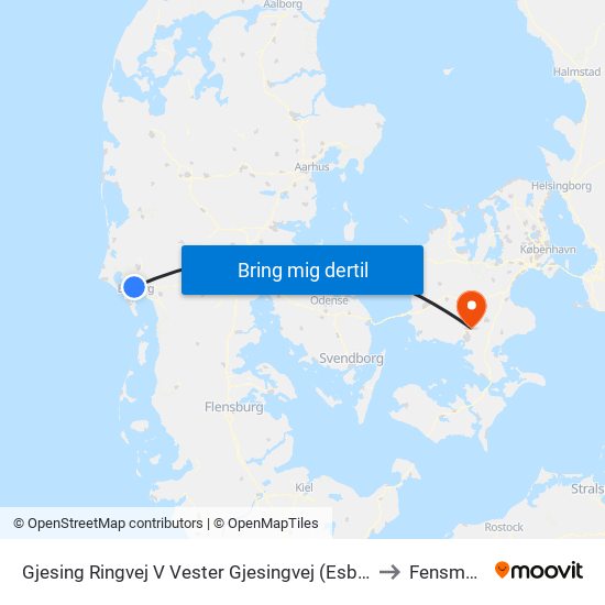 Gjesing Ringvej V Vester Gjesingvej (Esbjerg) to Fensmark map