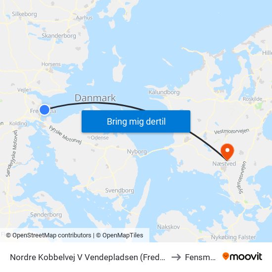 Nordre Kobbelvej V Vendepladsen (Fredericia) to Fensmark map