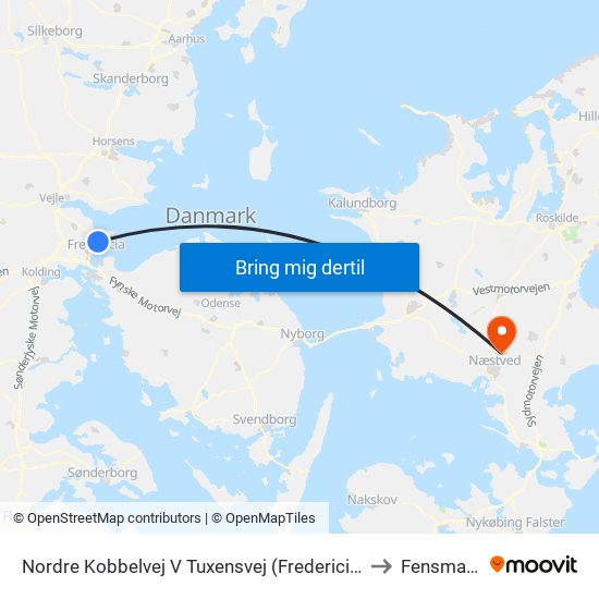 Nordre Kobbelvej V Tuxensvej (Fredericia) to Fensmark map