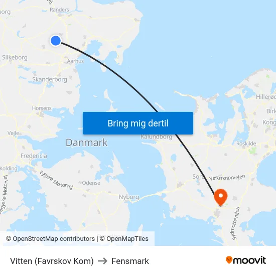 Vitten (Favrskov Kom) to Fensmark map