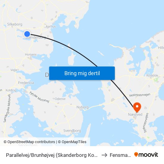 Parallelvej/Brunhøjvej (Skanderborg Kom) to Fensmark map
