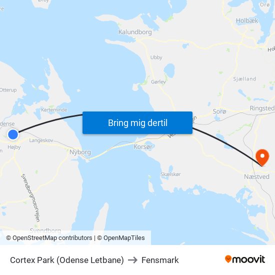 Cortex Park (Odense Letbane) to Fensmark map