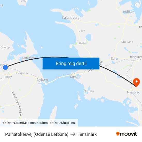 Palnatokesvej (Odense Letbane) to Fensmark map