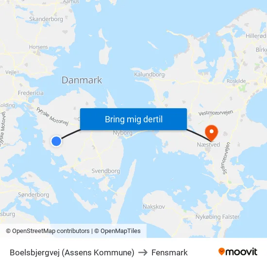 Boelsbjergvej (Assens Kommune) to Fensmark map