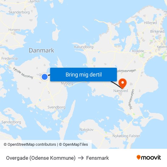 Overgade (Odense Kommune) to Fensmark map