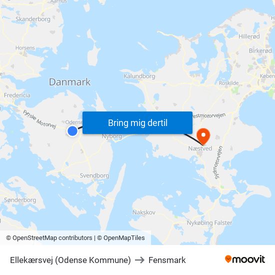 Ellekærsvej (Odense Kommune) to Fensmark map