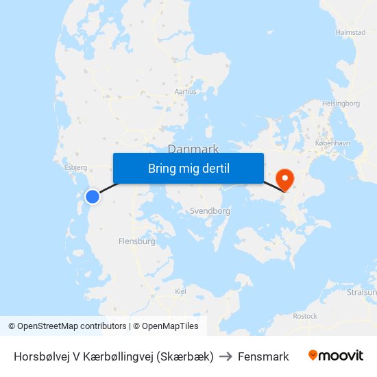 Horsbølvej V Kærbøllingvej (Skærbæk) to Fensmark map