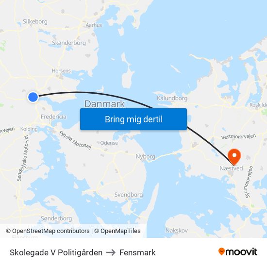 Skolegade V Politigården to Fensmark map