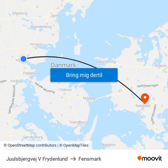 Juulsbjergvej V Frydenlund to Fensmark map