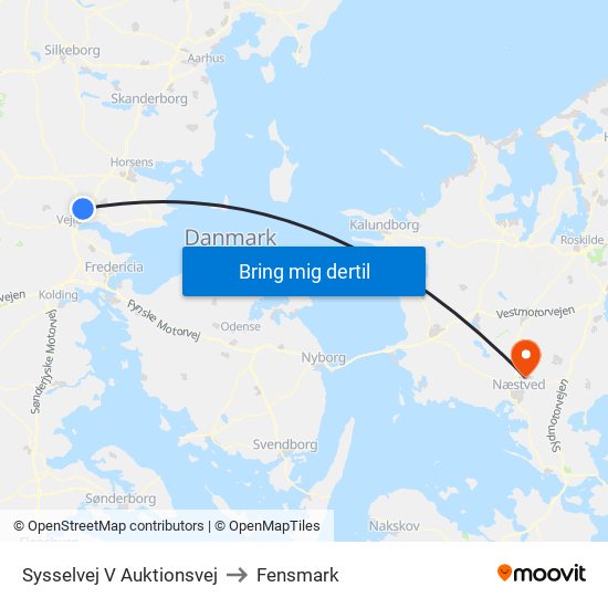 Sysselvej V Auktionsvej to Fensmark map