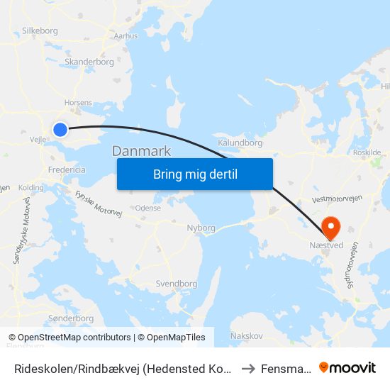 Rideskolen/Rindbækvej (Hedensted Kom) to Fensmark map