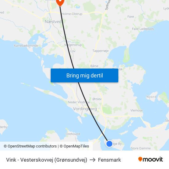 Vink - Vesterskovvej (Grønsundvej) to Fensmark map