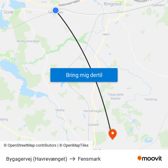 Bygagervej (Havrevænget) to Fensmark map