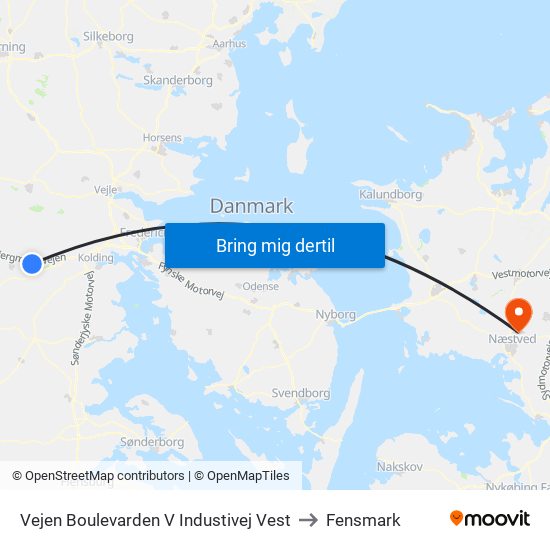 Vejen Boulevarden V Industivej Vest to Fensmark map