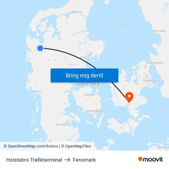 Holstebro Trafikterminal to Fensmark map