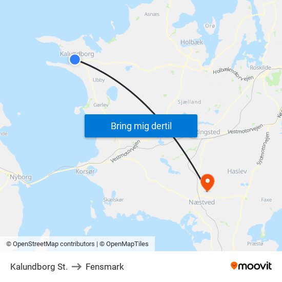 Kalundborg St. to Fensmark map