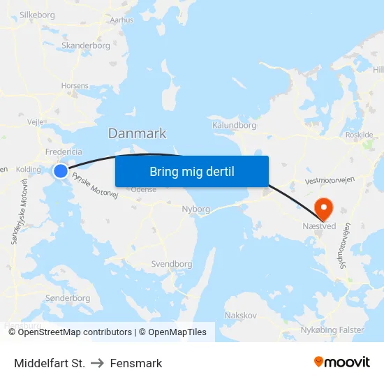 Middelfart St. to Fensmark map