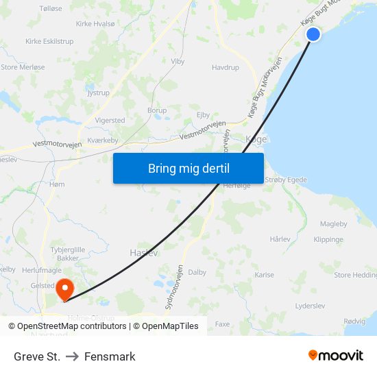 Greve St. to Fensmark map