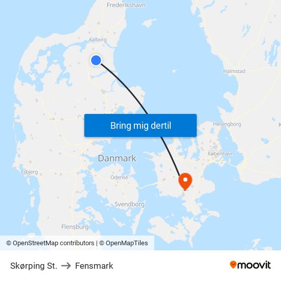 Skørping St. to Fensmark map